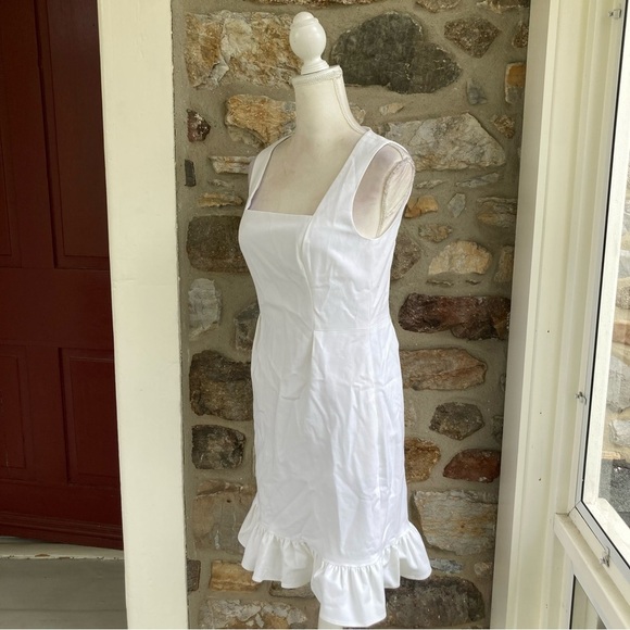 Lilly Pulitzer Square Neck Ruffle Hem Mini Dress White Womens 4 - Picture 5 of 16